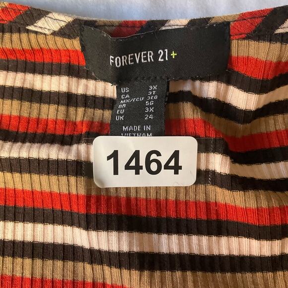 Forever 21 Women’s Short Sleeve V-neck Peplum Blouse size 3XL, Black Beige Red - Picture 6 of 8